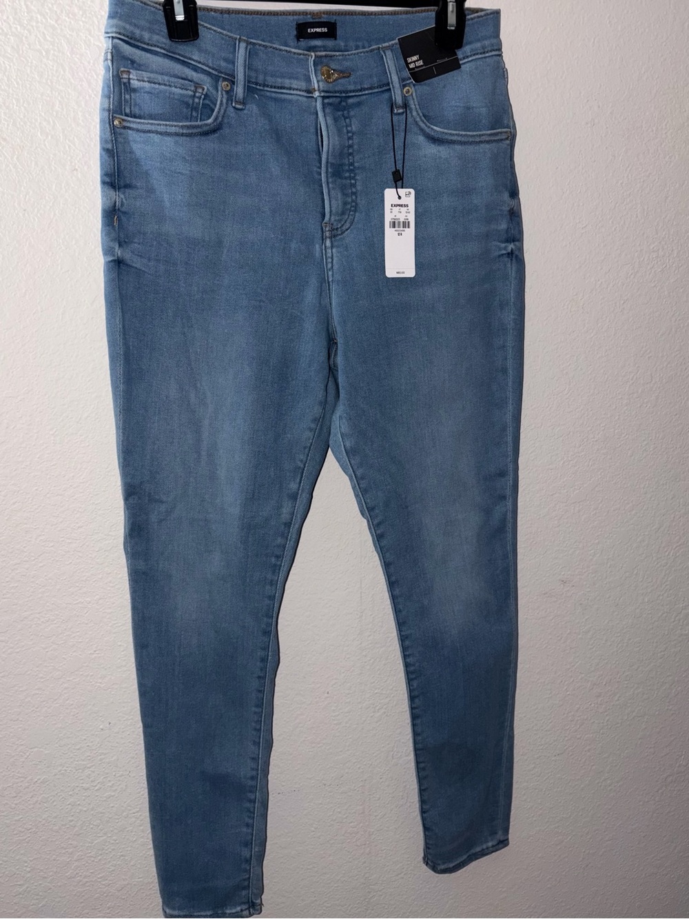 Express Light Wash High-Rise Skinny Jeans - Blue